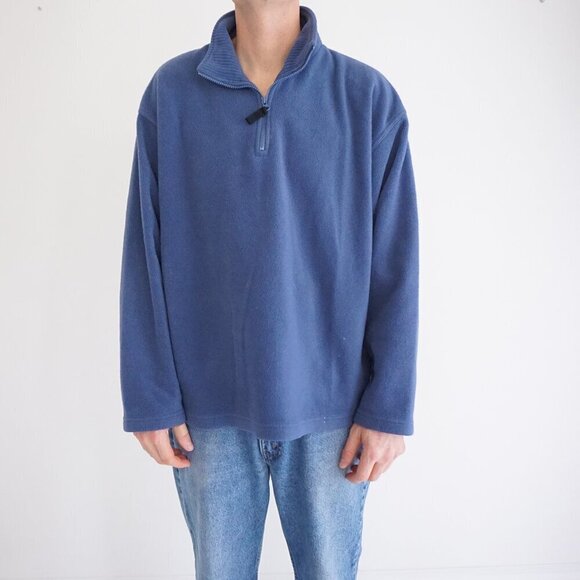 VTG '90S Northern Elements Blue Fleece Quarter Zip Hiking Pullover Sweater XL - Picture 1 of 10